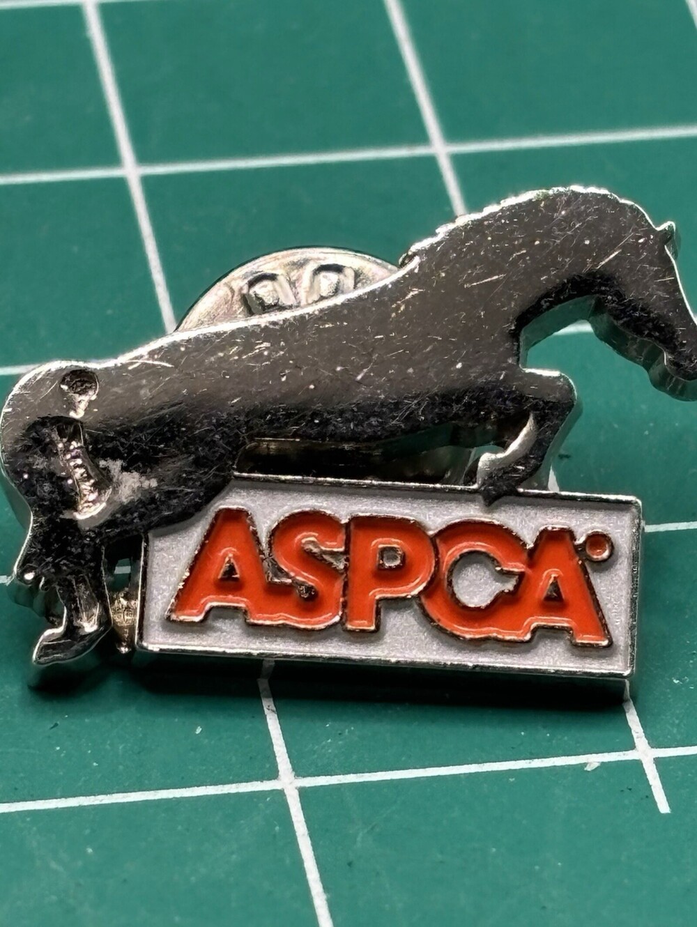 Vintage ASPCA Right Horse Initiative Lapel Hat Pin HTF Chrome